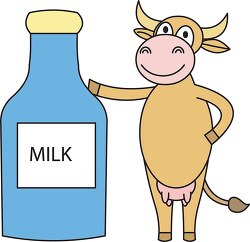 cartoon cow with milk bottle