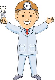 cartoon dentist holding extracted tooth clipart