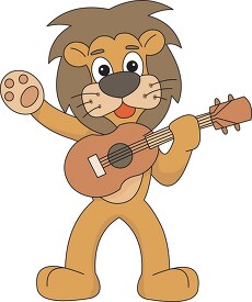 cartoon lion playing guitar