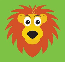 cartoon lion wild animal green square background clipart icon