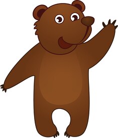 cartoon style brown bear standing waving.eps