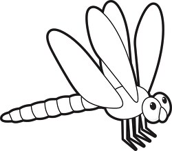 cartoon style dragonfly black white outline clipart