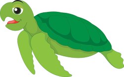cartoon style green sea turtle clipart