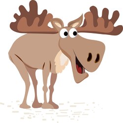 cartoon style moose with big eyes antlers clipart