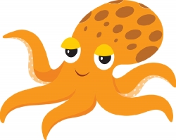 cartoon style octopus sea animal clipart
