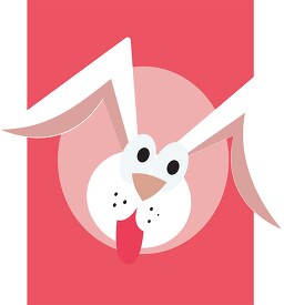 cartoon style rabbit face pink background clipart