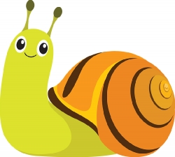 cartoon style smiling happy snail clipart