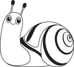 cartoon style smiling happy snail clipart bw