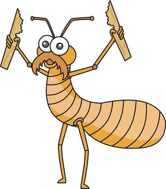 cartoon termite character chewing on wood clipart 2