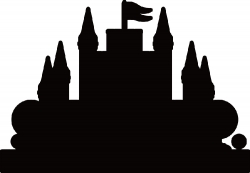 castle style fortress black white outline silhouette clipart