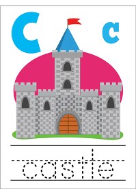 castle with alphabet letter C Upper lower case practice