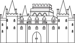 castle with spires black white outline