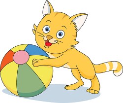 cat playing with ball clipart