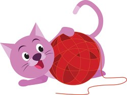 cat playing with wool ball clipart 6926