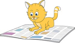cat reading newpaper clipart