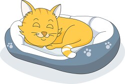cat sleeping in bed clipart