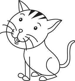 cat stick character black white outline