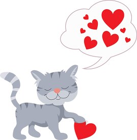 cat thinking about valentines day clipart