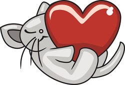 cat with holding heart clipart