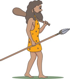 cave man holding spear clipart