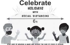 celebration with social distancing covid 19 precautions gray col