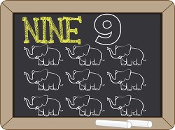 chalkboard number counting nine 9 yellow