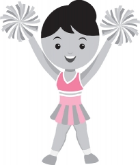 cheerleader arms up holding pom pom gray color
