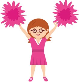 cheerleader in pink uniform holding pom poms clipart