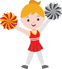 cheerleader in red dress jumping in air gray color 2a