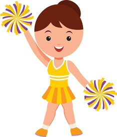 cheerleader in yellow outfit holding pom poms clipart