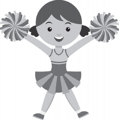 cheerleader jumping in air holding pom poms gray color