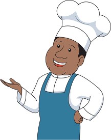 chef wearing large hat apron clipart