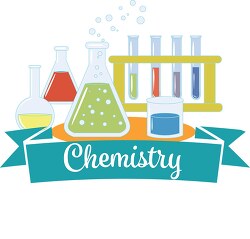 chemistry banner including test tubes beakers flasks clipart