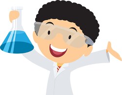 chemistry student wearing safety goggles clipart