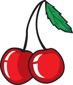 cherry with leaf clipart
