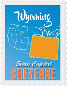 cheyenne wyoming state map stamp clipart test