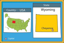 cheyenne wyoming state us map with capital