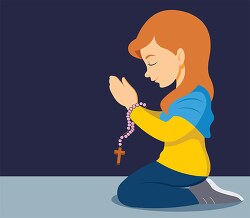 child on knees praying holding rosary
