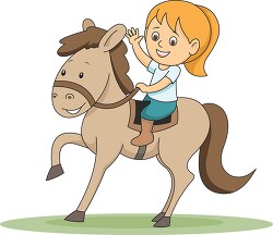 Child riding on a brown horse