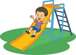 child sliding down palyground slide clipart