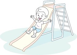 child sliding down palyground slide light color