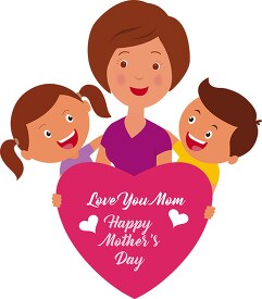 children sending love to mom for mothers day clipart