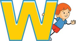 Children with the letter W clipart