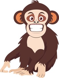 chimpanzee sitting showing mouth full of teeth vector clipart