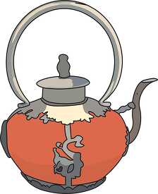 chinese red ceramic metal teapot clipart