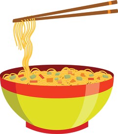 chop sticks holding noodles chinese food clipart
