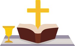 christian bible with cross and chalice clipart