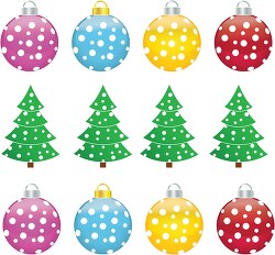 christmas tree with ornaments green background clipart 34