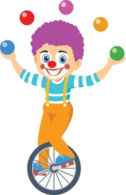 circus clown riding unicycle clipart