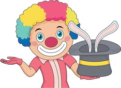 circus clown with rabbit in hat clipart